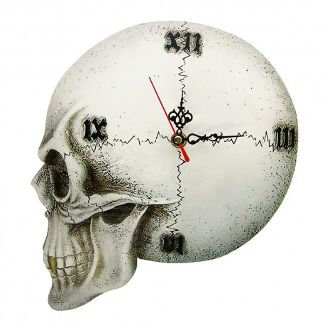 Horloge Tête de Mort Crâne Blanc Horloge Murale Squelette