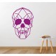 Autocollant Mural Vinyl Sticker Tête de Mort Crâne Géométrique rose fuschia