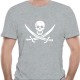 T Shirt Tête de Mort Pirate Couleur Gris