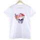 T-shirt femme motif papillon et crâne multiples motifs model 6 blanc