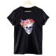 T-shirt femme motif papillon et crâne multiples motifs model 6 noir