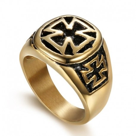 Bague classique anneau de chevalier Templier - modèle or