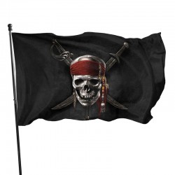 Drapeau de pirate avec sabres et chapeau de pirate - 2 tailles