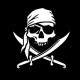 Autocollant Tête de mort de Pirate en vinyle - 15.2x16.1CM - noir ou gris argenté !
