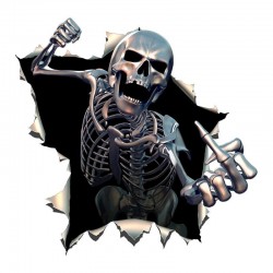 Autocollant Tête de mort Squelette effet 3D - modèle 2