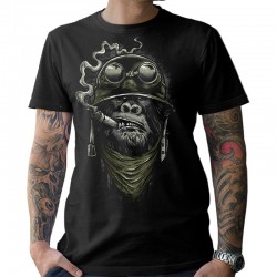 Tshirt tête de mort Biker MC imprimé Gorilla Monkey Moto