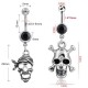 Piercing tête de mort anneaux de Nombril en acie chirurgical - dimensions 1