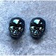 Bouchons extensseurs d'oreilles tête de mort en verre multicolore - modele noir