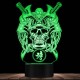 Lampe 3D tête de mort Crâne de guerrier de samouraï - couleur vert
