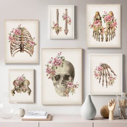 Poster tête de mort crâne et anatomie des os du squelette - modèle 1