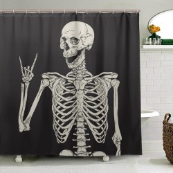 Rideau de douche tête de mort avec crâne squelette en Polyster - modèle 1