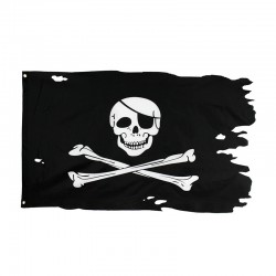 Détéils drapeau de pirate avec sabres croisés chapeau de pirate avec effet déchiré