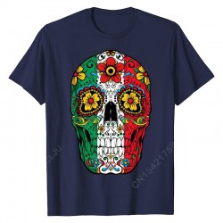 T-Shirt Tête de mort Mexicaine Day Of The Dead Sugar bleu marine