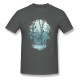 T-shirt Tête de mort 3D Gothique et corbeaux - gris foncé