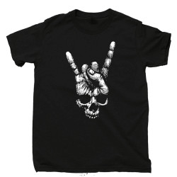 T-shirt Tête de mort Heavy Métal Rock N Roll cornes du diable noir