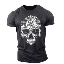T-shirt Tête de mort Crâne Gothique Satanique gris 