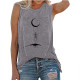  T-shirt Tête de mort squelette balancoire lune pour femmes gris clair