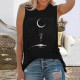  T-shirt Tête de mort squelette balancoire lune pour femmes noir