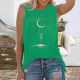 T-shirt Tête de mort squelette balancoire lune pour femmes vert