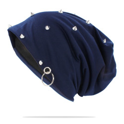 Bonnet Tête de Mort en tricot avec pointe Punk Hip Hop - bleur marine