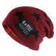 Bonnet Tête de Mort en tricot étoiles noir - couleur rouge