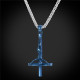 collier en croix inversée pour homme - couleur bleue