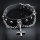 collier Gothique ras du cou en Cuir avec croix antichrist dimensions