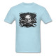 T-shirt Tête de mort Vieux crâne et ossements Pirate Hackers - couleur bleur clair