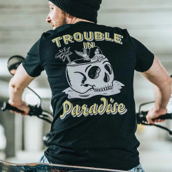 T-shirt Tête de mort "Troubles in paradise"