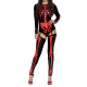 Body et jarretelle squelette - modèle noir et rouge