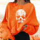 Sweatshirt tête de mort stylisée, coupe boyfriend - couleur orange