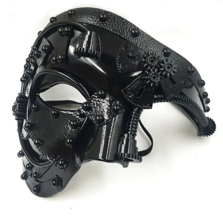 Demi-masque steampunk - modèle noir